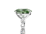 White gold Fancy Green Oval Cut Diamond Ring with Marquise and Round  Side Stones and Four-Prong Setting_81