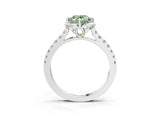 White gold Fancy Green Oval Cut Diamond Ring with Pavé Band and Floral Prong Setting_42