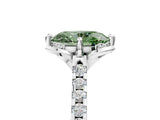 White gold Fancy Green Oval Cut Diamond Ring with Pavé Band and Floral Prong Setting_44