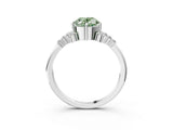 White gold Fancy Green Oval Cut Diamond Ring with Side Stones and Four-Prong Setting_15