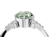 White gold Fancy Green Oval Cut Diamond Ring with Side Stones and Four-Prong Setting_16