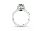 White gold Fancy Green Oval Cut Diamond Scalloped Halo Engagement Ring with Round Shared Prong Band_23