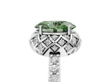 White gold Fancy Green Oval Cut Diamond Scalloped Halo Engagement Ring with Round Shared Prong Band_25