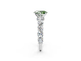 White gold Fancy Green Oval Cut Diamond Side Stone Engagement Ring with Four-Prong Setting_32