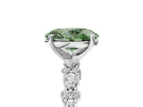White gold Fancy Green Oval Cut Diamond Side Stone Solitaire Ring with Round  and Four-Prong Setting_161
