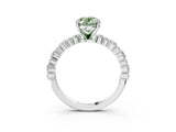 White gold Fancy Green Oval Cut Diamond Side Stone Solitaire Ring with Round  and Four-Prong Setting_40