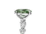 White gold Fancy Green Oval Cut Diamond Side Stone Solitaire Ring with Round  and Four-Prong Setting_42