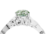 White gold Fancy Green Oval Cut Diamond Solitaire Celtic Knot Ring with Four-Prong Setting_90