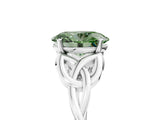 White gold Fancy Green Oval Cut Diamond Solitaire Celtic Knot Ring with Four-Prong Setting_91