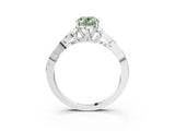 White gold Fancy Green Oval Cut Diamond Solitaire Celtic Knot Ring with Four-Prong Setting_95