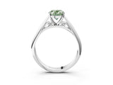 White gold Fancy Green Oval Cut Diamond Solitaire Engagement Ring with Cathedral Setting and Four-Prong Mount_136