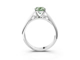 White gold Fancy Green Oval Cut Diamond Solitaire Engagement Ring with Cathedral Setting and Four-Prong Mount_17