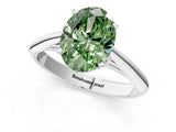 White gold Fancy Green Oval Cut Diamond Solitaire Engagement Ring with Cathedral Setting and Four-Prong Mount_25