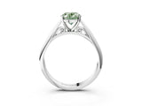 White gold Fancy Green Oval Cut Diamond Solitaire Engagement Ring with Cathedral Setting and Four-Prong Mount_47