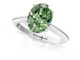 White gold Fancy Green Oval Cut Diamond Solitaire Engagement Ring with Classic Band and Four-Prong Setting_100