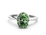 White gold Fancy Green Oval Cut Diamond Solitaire Engagement Ring with Classic Band and Four-Prong Setting_12