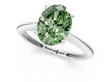 White gold Fancy Green Oval Cut Diamond Solitaire Engagement Ring with Classic Band and Four-Prong Setting_13