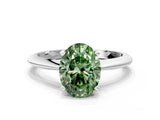 White gold Fancy Green Oval Cut Diamond Solitaire Engagement Ring with Classic Band and Four-Prong Setting_99
