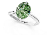 White gold Fancy Green Oval Cut Diamond Solitaire Engagement Ring with Four-Prong Setting and Classic Band_21