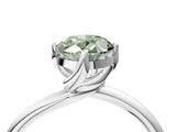 White gold Fancy Green Oval Cut Diamond Solitaire Engagement Ring with Four-Prong Setting and Classic Band_24