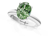 White gold Fancy Green Oval Cut Diamond Solitaire Engagement Ring with Round Band and Four-Prong Setting_207
