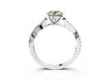 White gold Fancy Green Oval Cut Diamond Solitaire Engagement Ring with Twisted Pavé Band and Four-Prong Setting_83