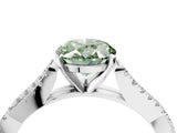 White gold Fancy Green Oval Cut Diamond Solitaire Engagement Ring with Twisted Pavé Band and Four-Prong Setting_84