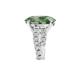 White gold Fancy Green Oval Cut Diamond Solitaire Engagement Ring with Twisted Pavé Band and Four-Prong Setting_85