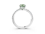 White gold Fancy Green Oval Cut Diamond Solitaire Pavé Engagement Ring with Round Band and Prong Setting_17