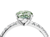 White gold Fancy Green Oval Cut Diamond Solitaire Pavé Engagement Ring with Round Band and Prong Setting_18