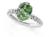White gold Fancy Green Oval Cut Diamond Solitaire Pavé Engagement Ring with Round Band and Prong Setting_51