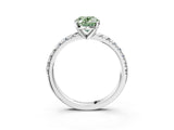 White gold Fancy Green Oval Cut Diamond Solitaire Pavé Engagement Ring with Round Band and Prong Setting_53