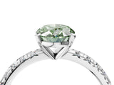White gold Fancy Green Oval Cut Diamond Solitaire Pavé Engagement Ring with Round Band and Prong Setting_54