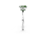 White gold Fancy Green Oval Cut Diamond Solitaire Ring with Classic Band and Four-Prong Setting_2