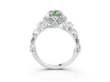 White gold Fancy Green Oval Cut Diamond Solitaire Ring with Filigree Band and Four-Prong Setting_80