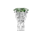 White gold Fancy Green Oval Cut Diamond Solitaire Ring with Filigree Band and Four-Prong Setting_83