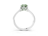 White gold Fancy Green Oval Cut Diamond Solitaire Ring with Flower Prong Setting and Classic Band_107