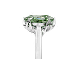 White gold Fancy Green Oval Cut Diamond Solitaire Ring with Flower Prong Setting and Classic Band_109