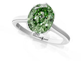 White gold Fancy Green Oval Cut Diamond Solitaire Ring with Flower Prong Setting and Classic Band_111