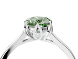 White gold Fancy Green Oval Cut Diamond Solitaire Ring with Flower Prong Setting and Classic Band_114
