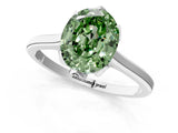 White gold Fancy Green Oval Cut Diamond Solitaire Ring with Flower Prong Setting and Classic Band_21