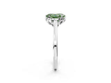White gold Fancy Green Oval Cut Diamond Solitaire Ring with Flower Prong Setting and Classic Band_22