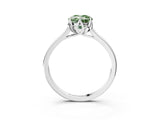White gold Fancy Green Oval Cut Diamond Solitaire Ring with Flower Prong Setting and Classic Band_23
