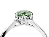 White gold Fancy Green Oval Cut Diamond Solitaire Ring with Flower Prong Setting and Classic Band_24