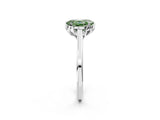 White gold Fancy Green Oval Cut Diamond Solitaire Ring with Flower Prong Setting and Classic Band_34