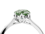 White gold Fancy Green Oval Cut Diamond Solitaire Ring with Flower Prong Setting and Classic Band_36