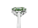 White gold Fancy Green Oval Cut Diamond Solitaire Ring with Flower Prong Setting and Classic Band_37