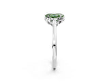 White gold Fancy Green Oval Cut Diamond Solitaire Ring with Flower Prong Setting and Classic Band_65