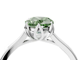 White gold Fancy Green Oval Cut Diamond Solitaire Ring with Flower Prong Setting and Classic Band_67