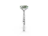 White gold Fancy Green Oval Cut Diamond Solitaire Ring with Four-Prong Setting and Pavé Band_17
